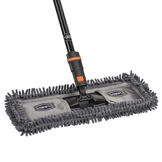 SWOPT 18” Microfiber Dust Mop + 60" Steel Handle, Combo — Dust Mop Head by SWOPTCleaning