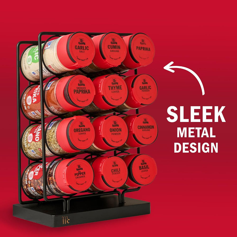 McCormick Spice Rack, Essentials Collection, Black Metal Spice Rack Organizer...