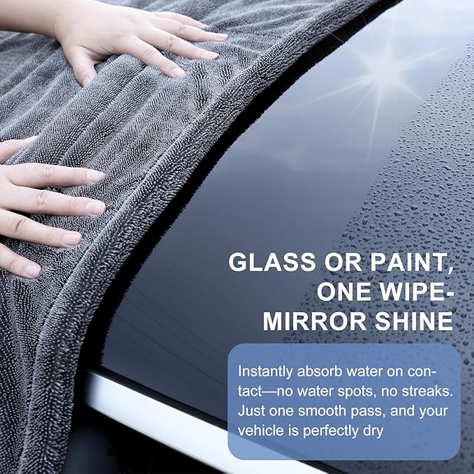 2 Pack XL Car Drying Towel – 1300GSM Ultra Absorbent Microfiber, Twisted Loop - Image 3