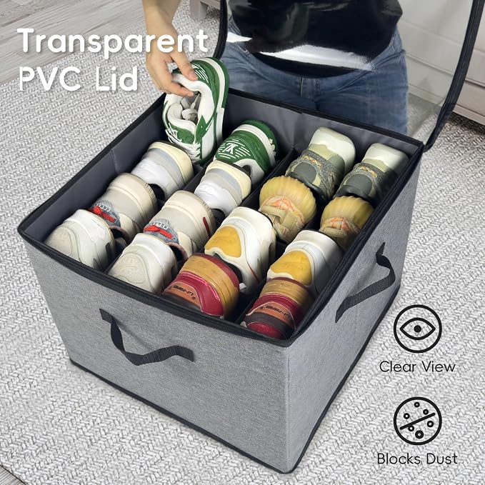 Shoe Organizer Box 2 Pack, Shoe Storage Organizer - Image 4