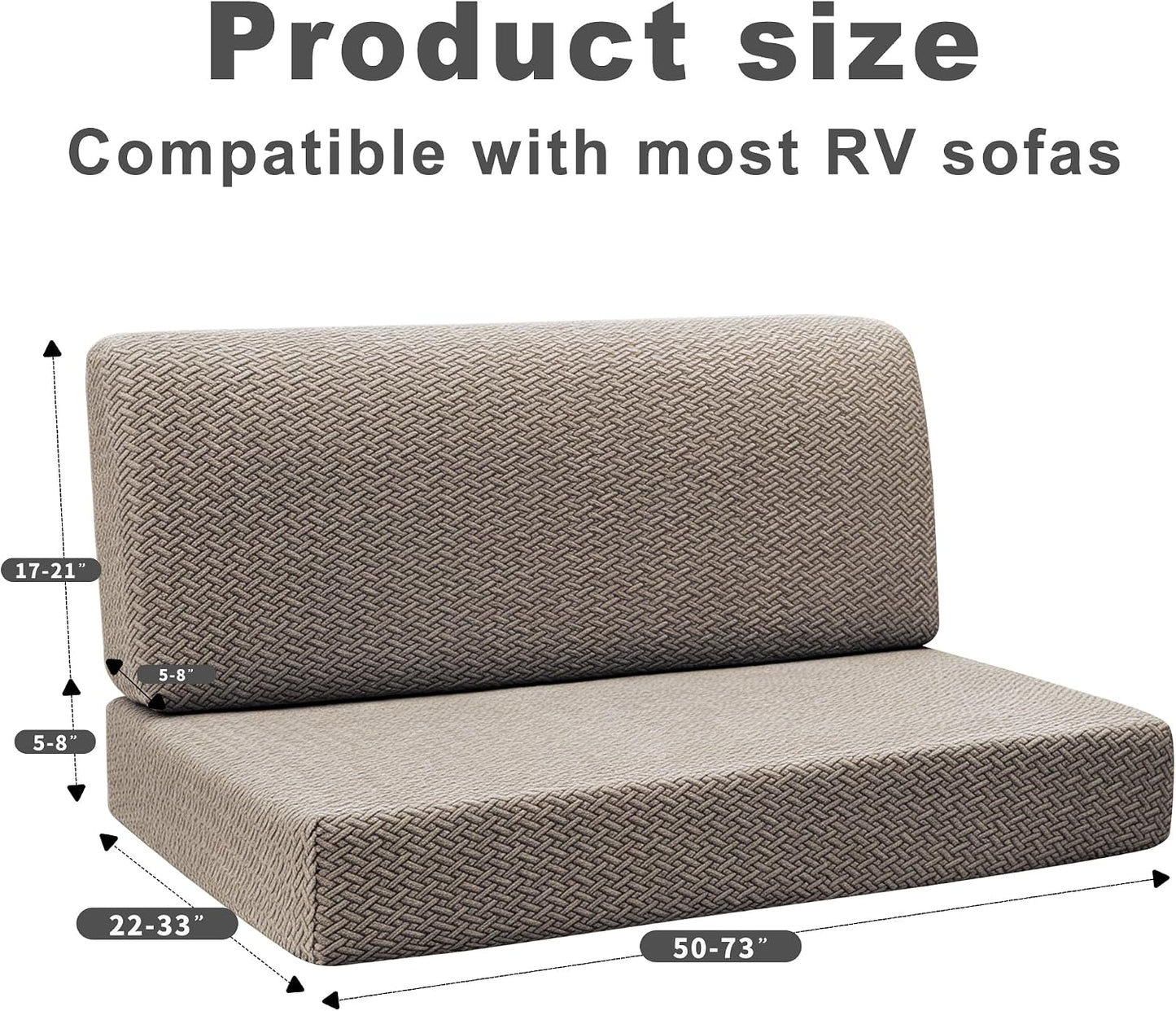 2 Piece RV Couch Covers for Sofa Bed，RV Jackknife Sofa Cover for Stretchable Backrest & Seat Covers, Non Slip Washable Furniture Slipcover for Pet Friendly