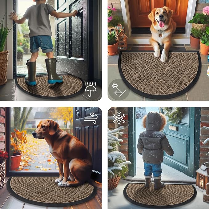 Smiry Half Circle Front Door Mat Outside Entrance, Heavy Duty Outdoor Indoor - Image 7
