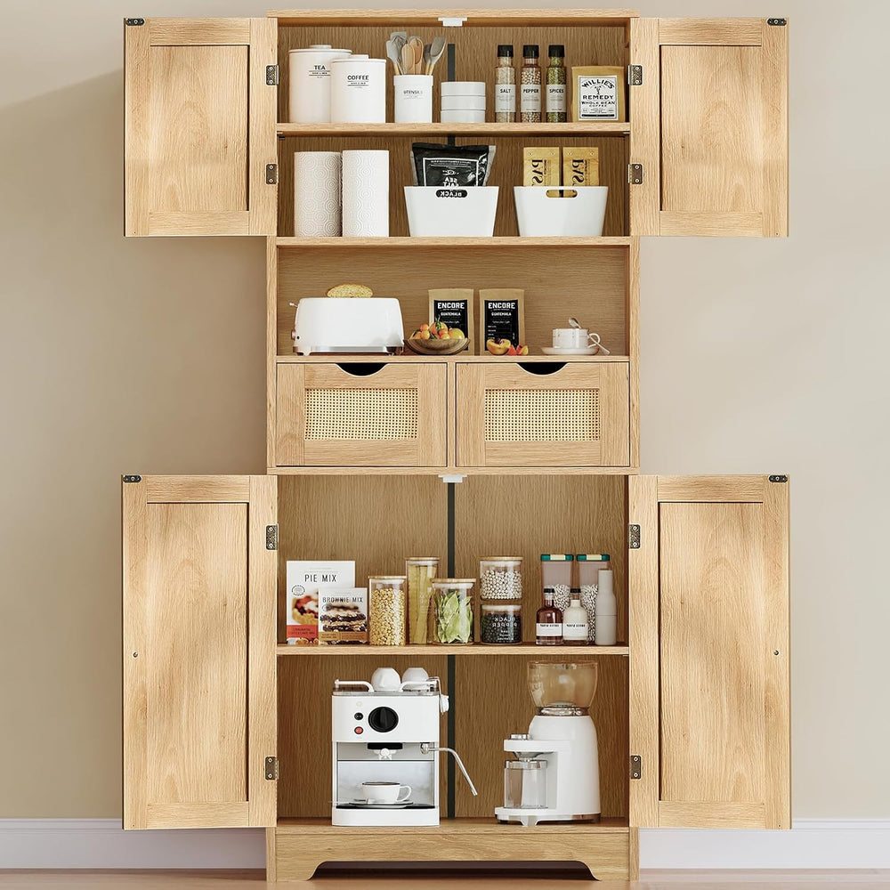 TEENFON 57.8" H Tall Storage Cabinet with 2 Drawers & 2 Adjustable S...