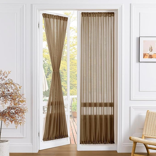 Tollpiz Sheer Door Curtain Closet Linen Textured Curtain Sheers Doorway Light by Tollpiz