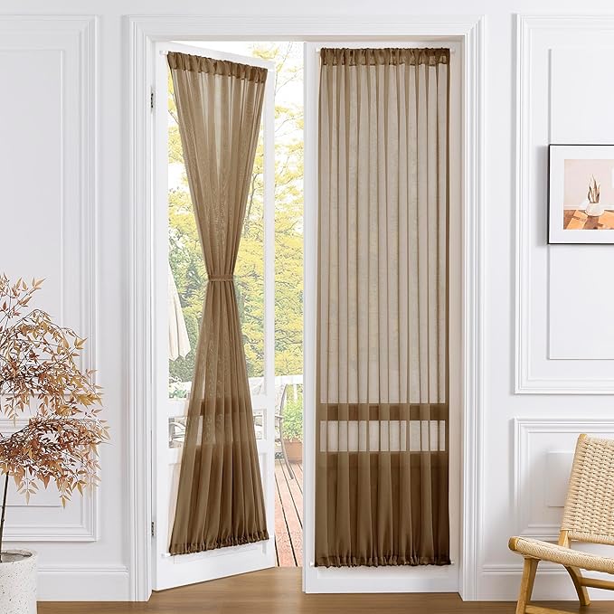 Tollpiz Sheer Door Curtains Closet Linen Textured Curtains Sheer Doorway Light by Tollpiz