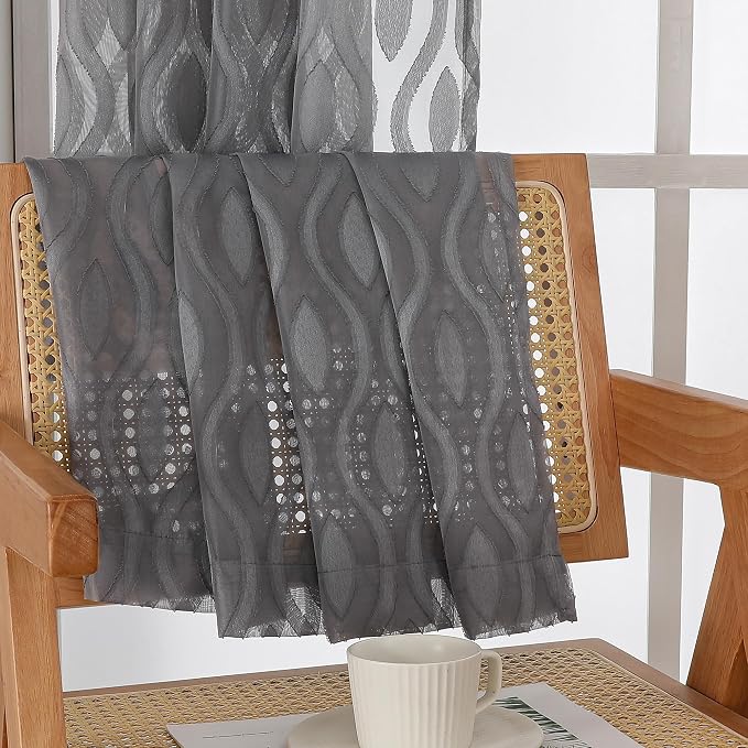 Aiyufeng Extra Long Grey Sheer Curtains 96 Inches Long - Image 9