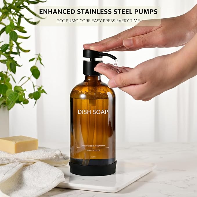 Glass Soap Dispenser Set by Janxin, Bathroom Soap Dispenser Set - Image 4