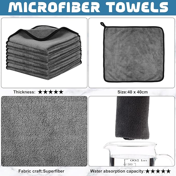 Tallew 50 Pcs Microfiber Towels 16 Inch x 16 Inch Microfiber Cloth Car Drying - Image 4