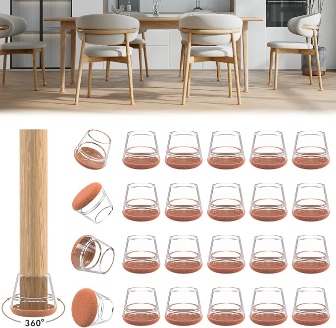 24PCS Upgraded Silicone Chair Leg Floor Protectors by Violibar