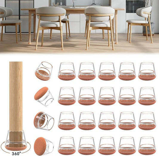 24PCS Upgraded Silicone Chair Leg Floor Protectors by Violibar