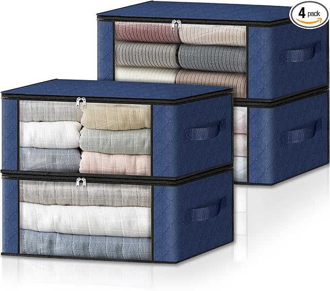 HomeHacks Storage 4-Pack Clothes Organizer Storage Bags Foldable Storage Box by HomeHacks