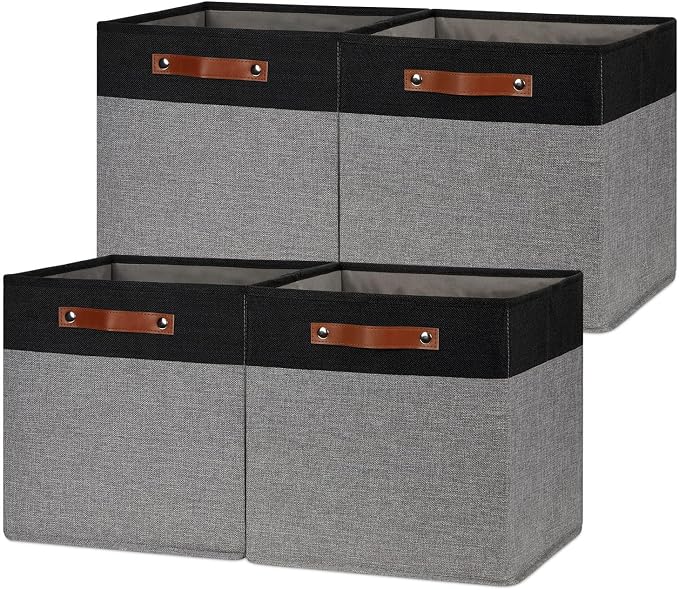HNZIGE Storage Baskets for Organizing, Square Fabric Storage Cubes Bins 13 x 13 by HNZIGE