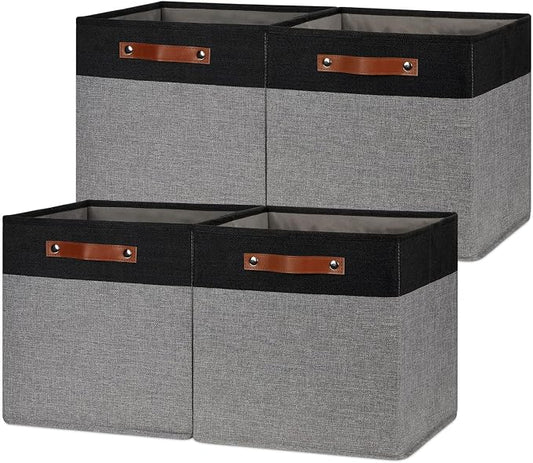 HNZIGE Storage Baskets for Organizing, Square Fabric Storage Cubes Bins 13 x 13 by HNZIGE
