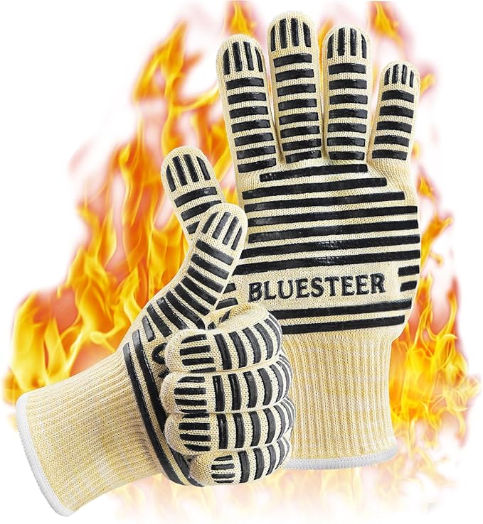 Oven Gloves, Heat Resistant 540 Degrees Grilling Gloves, Hot Surface Handler by BLUESTEER