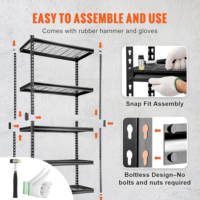VEVOR Storage Shelving Unit, 5-Tier Adjustable, 2000 lbs Capacity, Heavy Duty - Image 6