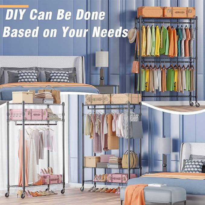Homdox Rolling Garment Rack - Image 4
