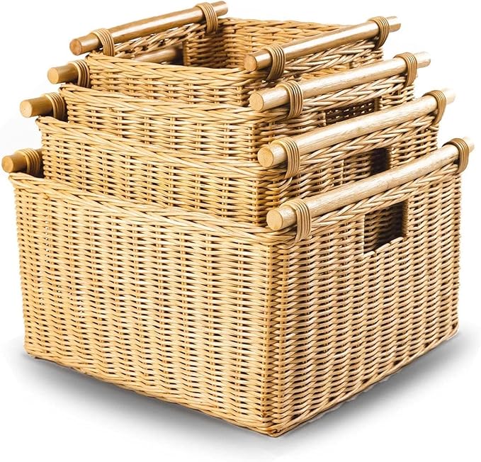 The Basket Lady Deep Pole Handle Wicker Storage Basket, Extra Large, 17.5 in L - Image 6