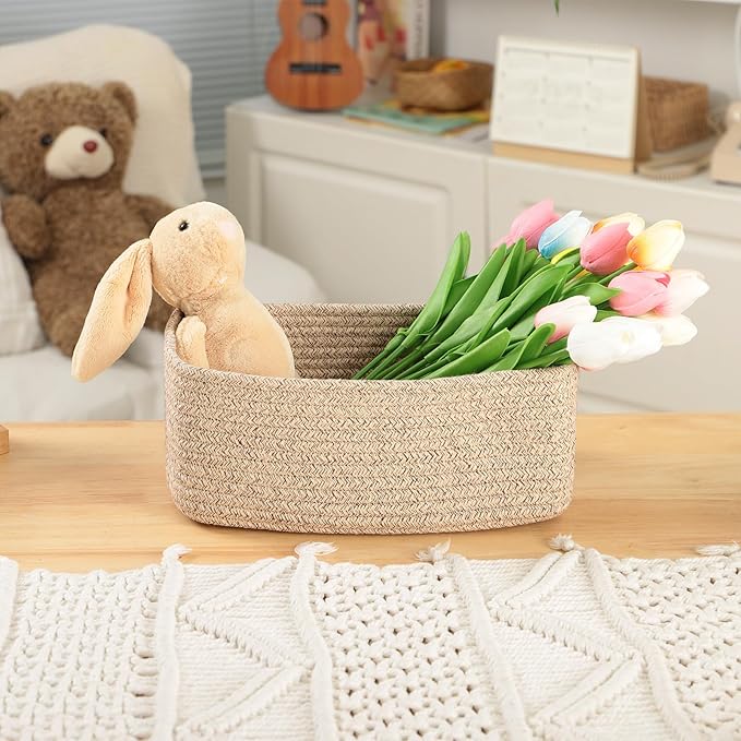 Small Storage Baskets for Organizing | Closet Organizer Bins | Shelf Toy Basket - Image 5