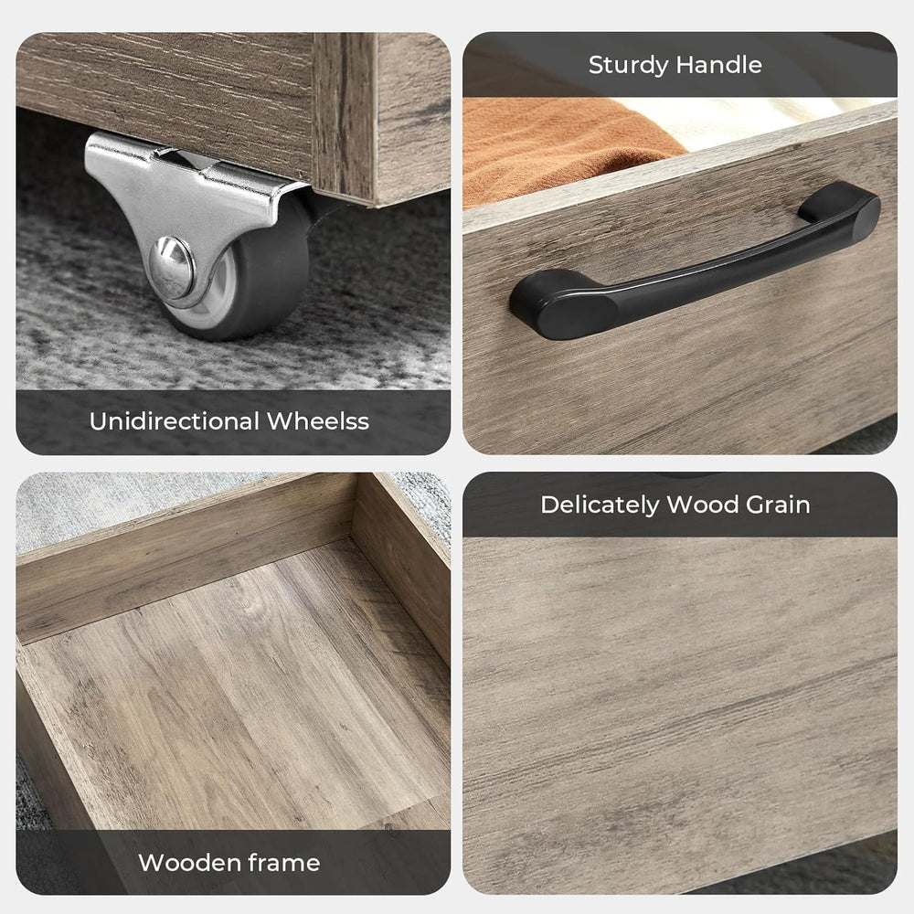 TIOPGHAD 2-Pack Under Bed Storage Drawers with Wheels, Brownish-Gray