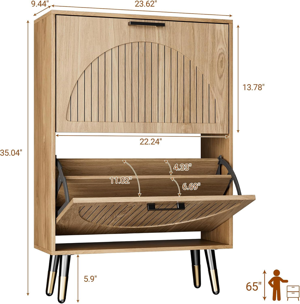 Farmhouse Shoe Cabinet Storage for Entryway, Slim Hidden Shoe Rack Cabinet