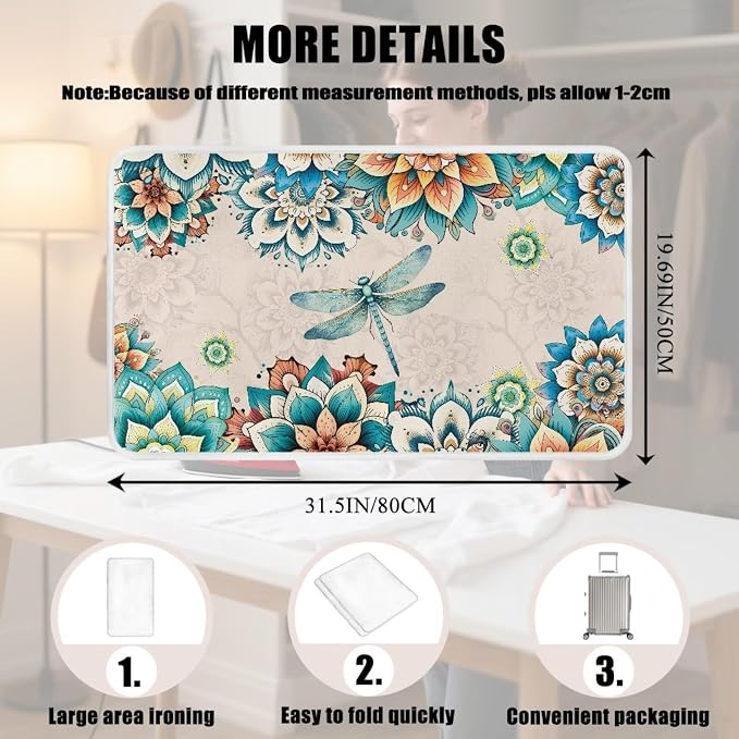 Bohemian Folding Ironing Mat Heat and Steam Resistant Dragonfly Ironing Pad 32 - Image 7