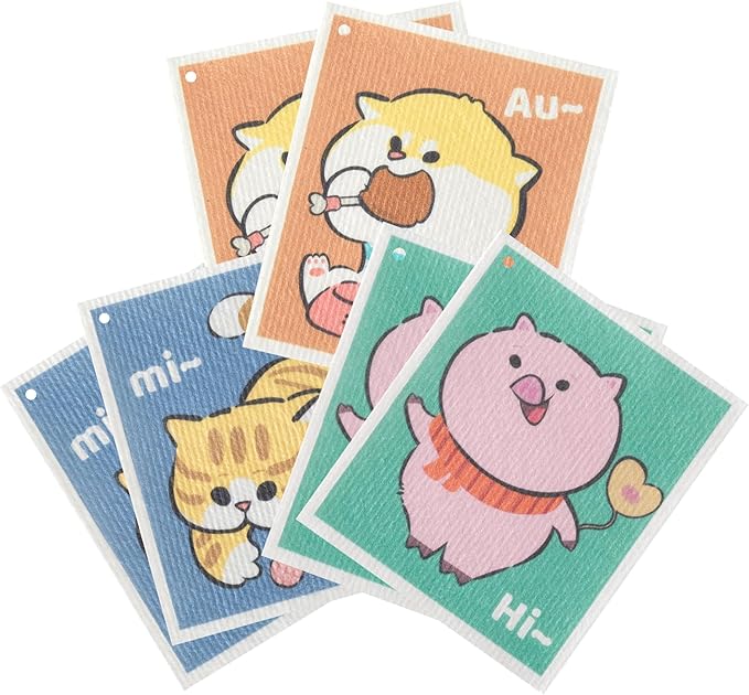 JOYMOOP Cartoon Cellulose Cleaning Cloth, Reusable Absorbent Dish Towels by JOYMOOP