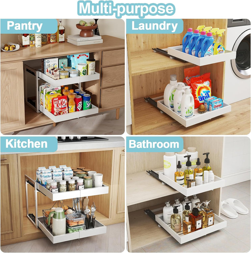 Golener 2-Tier Expandable Pull Out Cabinet Organizer, Cabinet Drawers, 16"D