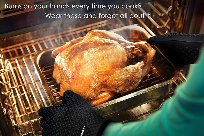 KITCHEN PERFECTION Silicone Smoker Oven Gloves -Extreme Heat Resistant BBQ - Image 5