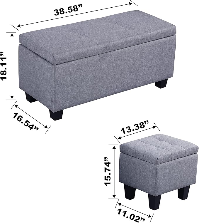 Hinged Storage Ottoman Set of 3 - Image 3