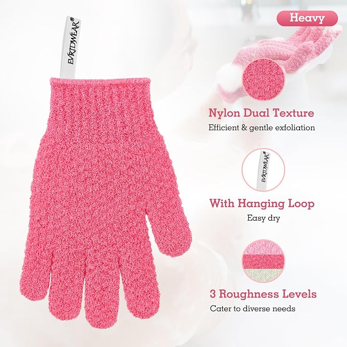 Evridwear Exfoliating Gloves for Shower, 100% Nylon Thick Soft Medium Heavy - Image 2