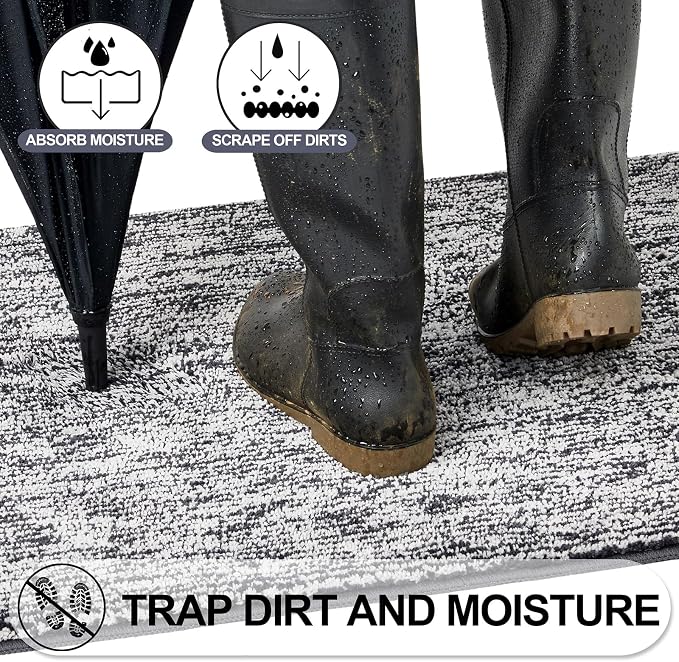 REFETONE Indoor Doormat, Front Door Mat 32"x48" Absorbent Rubber Backing Non - Image 3