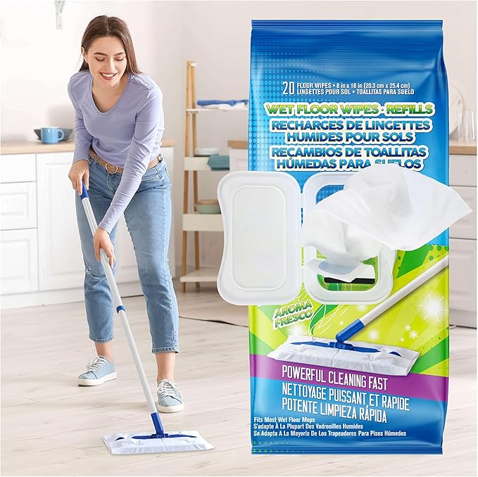 Wet Floor Wipes, Fresh Scent & Plant-Based Textured Cloth Trap Absorb Dirt - Image 4