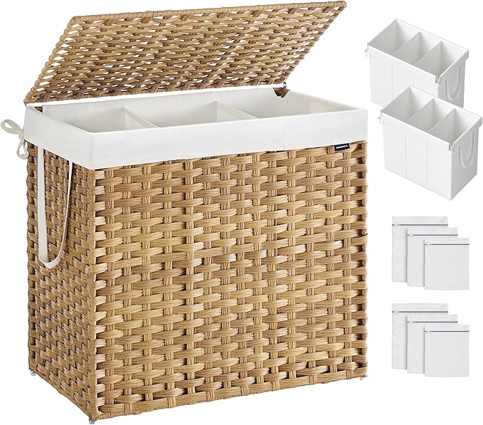 SONGMICS Laundry Hamper with Lid, 160 L Clothes Hamper with 2 Removable Liner by SONGMICSbySONGMICSHOME