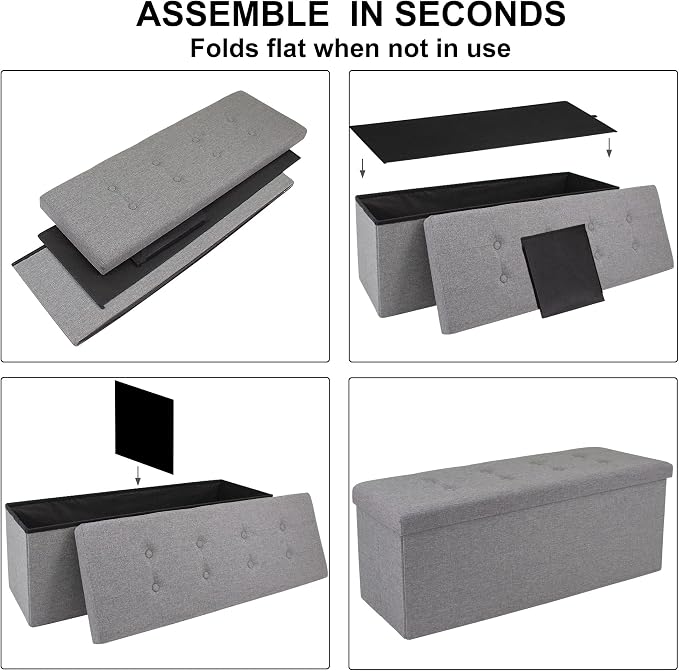 GLAXYFUR 43 Inches Folding Storage Ottoman Bench, Storage Chest, Footrest - Image 5