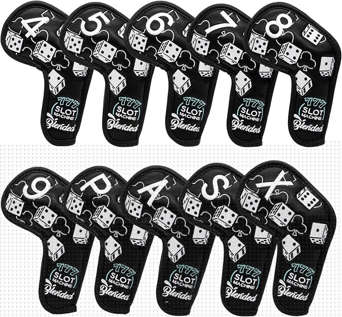 Golf Iron Covers Lucky 777 Golf Iron Headcover 10pcs Synthetic Leather Golf by BAIRBREGOLF