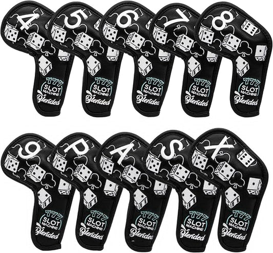 Golf Iron Covers Lucky 777 Golf Iron Headcover 10pcs Synthetic Leather Golf by BAIRBREGOLF