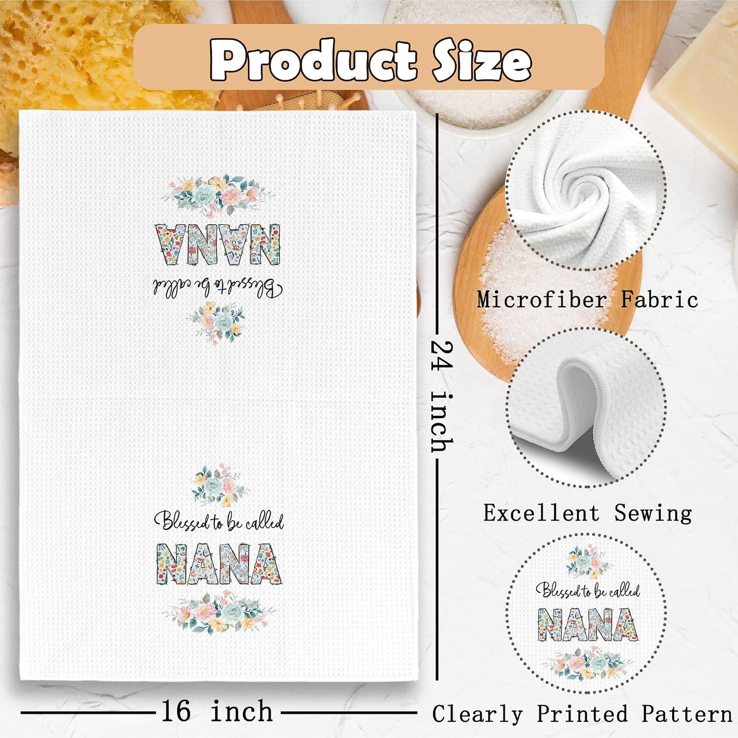 Nana Gifts Kitchen Towels, Nana Gifts from Grandkids Dish Towel Dishcloth 16x24 Inches, Grandma Gift for Mothers Day Decorative Absorbent Hand Tea Towels Decor