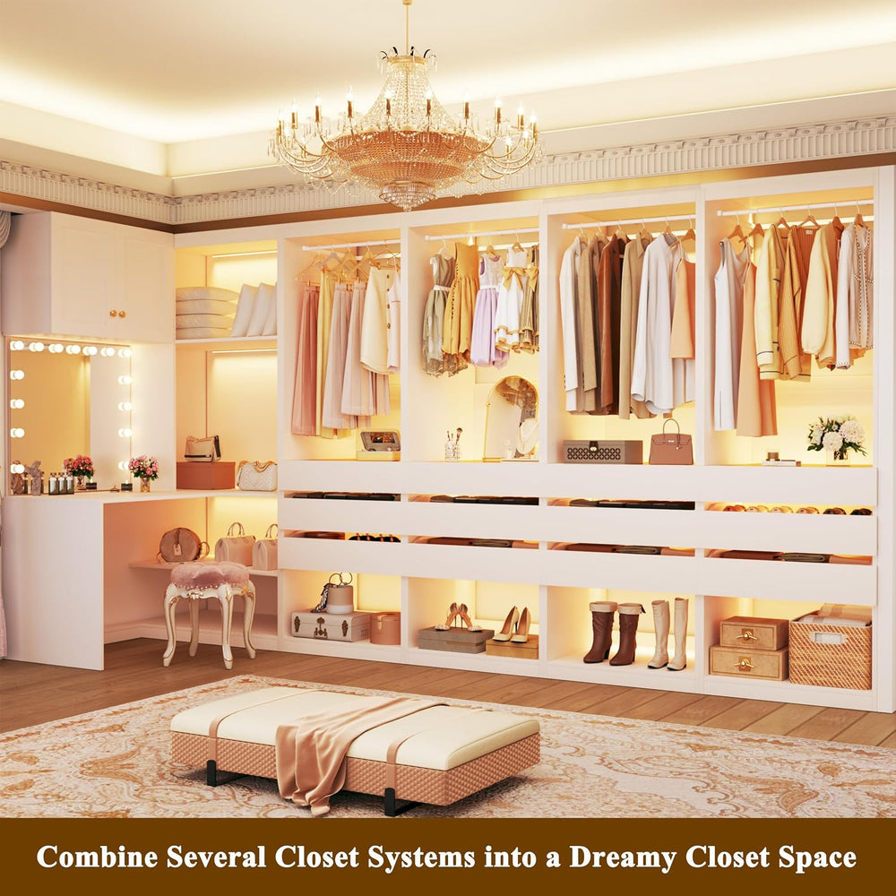 HUAHUU Freestanding 2FT Closet System with 3 Wood Drawers & Glasstop, 24&...