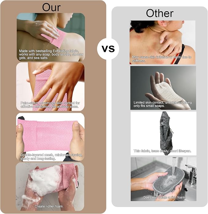 2 Pack Soap Bag Different Roughness Deep and Gentle, Bar Soap Pouch Saver Pocket - Image 6