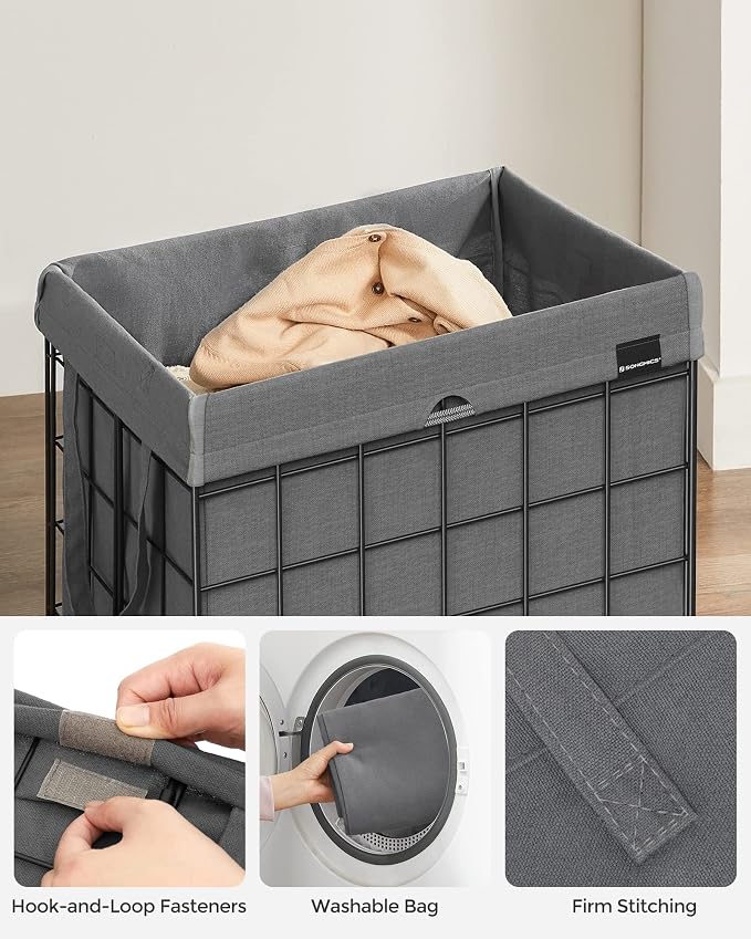 SONGMICS Laundry Hamper, 23.8 Gal. Laundry Basket, Collapsible Clothes Hamper - Image 3