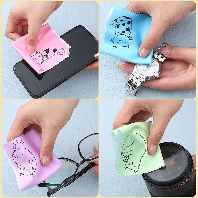 Sinmoe 20 Pcs Microfiber Cleaning Cloth Cute Kitty Cat Design Microfiber Cloth - Image 7