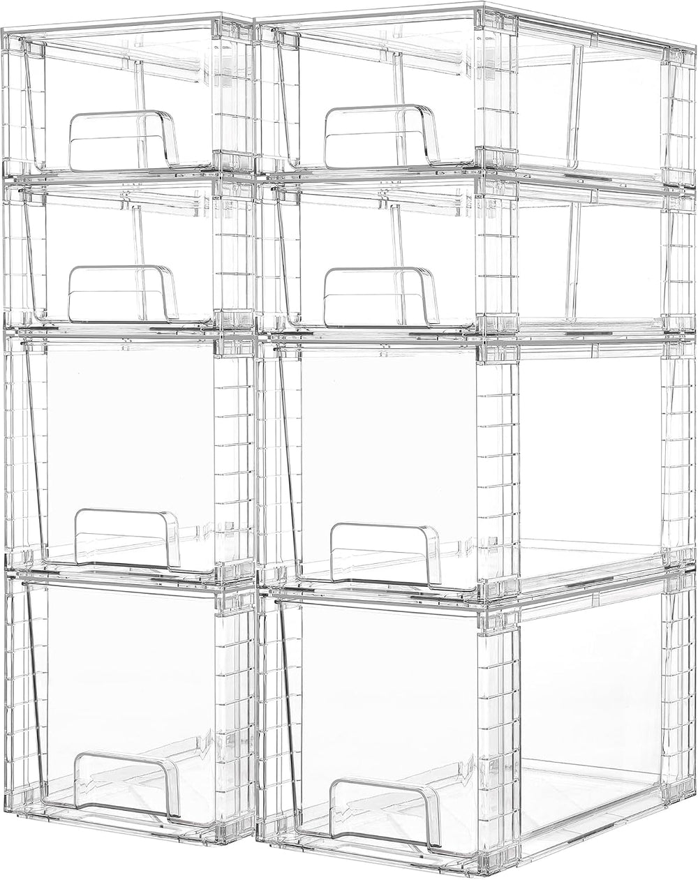 Vtopmart 8 Pack Clear Stackable Storage Drawers, Plastic Drawers