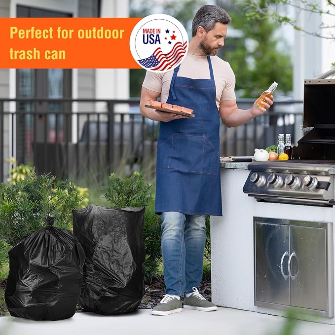 Delxo 30-33 Gallon Black Trash Bags, Durable & Puncture-Resistant Plastic - Image 5