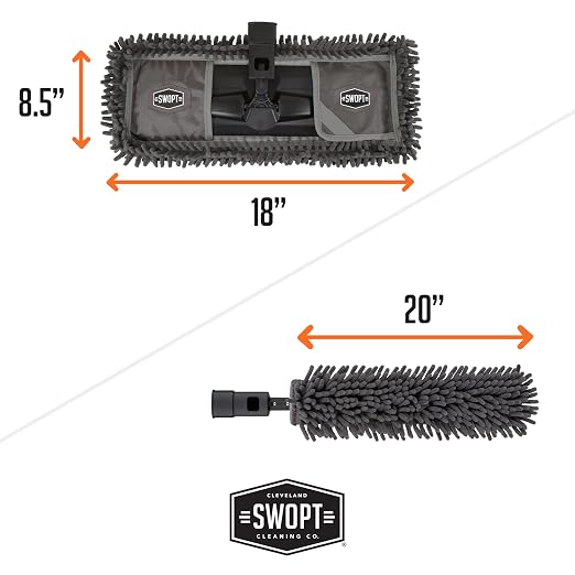 SWOPT 18” Microfiber Dust Mop, Microfiber Flexible Duster, Cotton Mop + 60" - Image 6