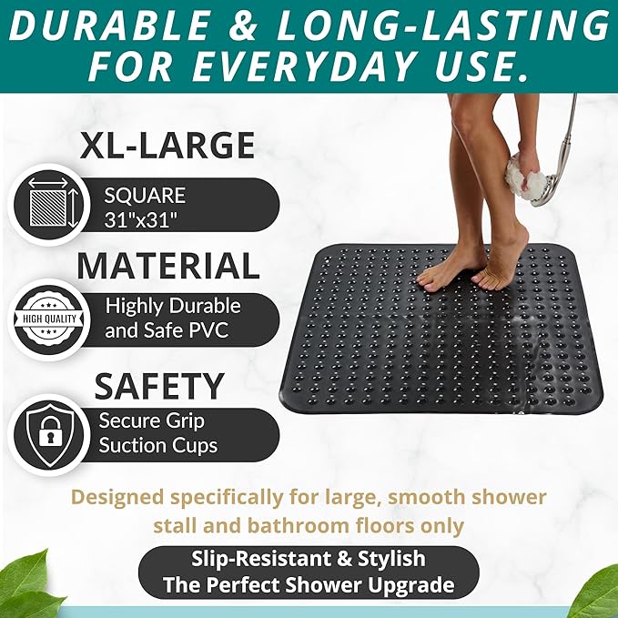 ENKOSI Extra Large Square Non Slip Shower Mat - Image 3