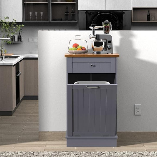 Betterhood Tilt Out Trash Cabinet 10 Gallon Wooden Free Standing Laundry Sorter - Image 2