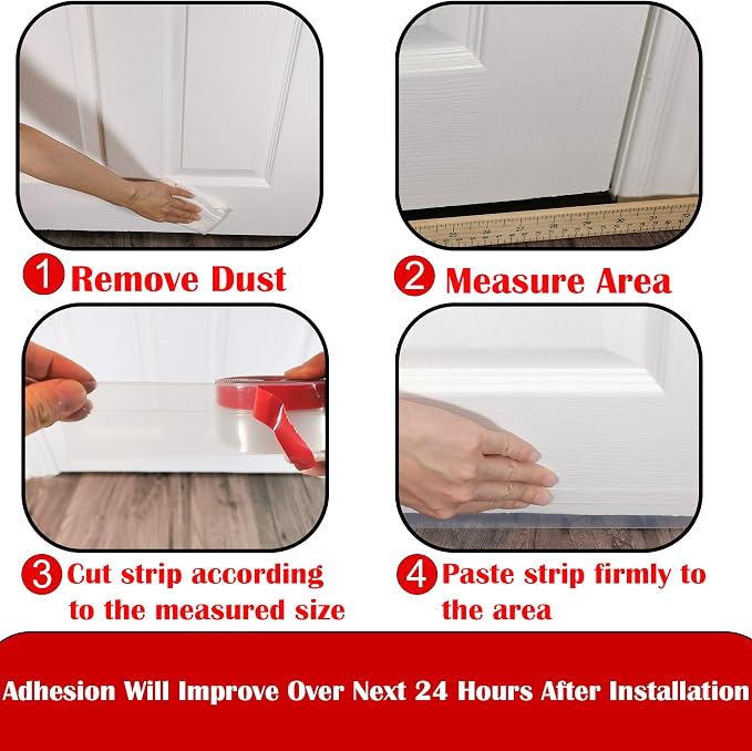 Clear Weather Stripping Tape, Door Draft Seal Silicone Strip. Enhanced - Image 5