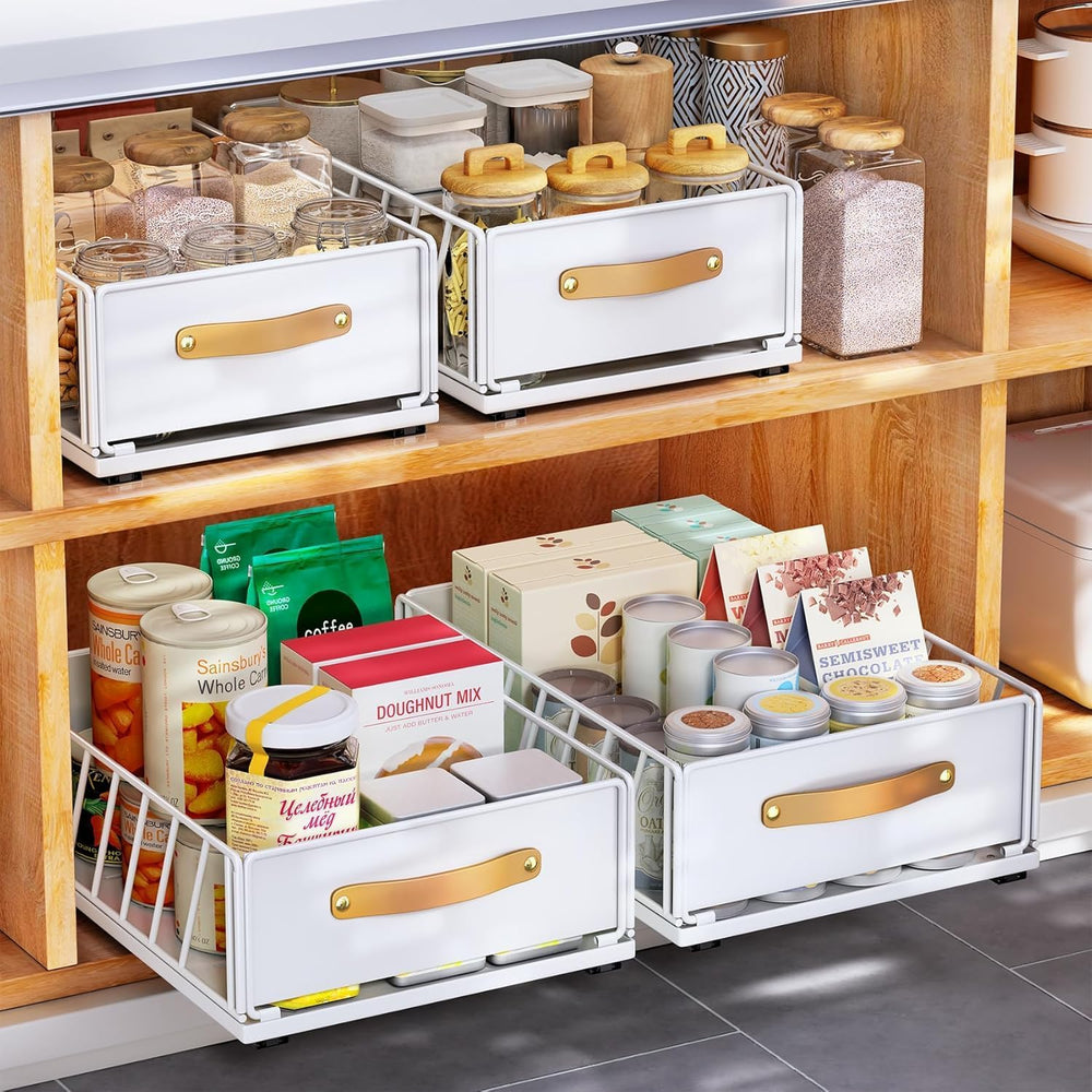 4Pack Pull out Cabinet Organizer,Heavy Duty Slide out Pantry Shelves Drawer S...
