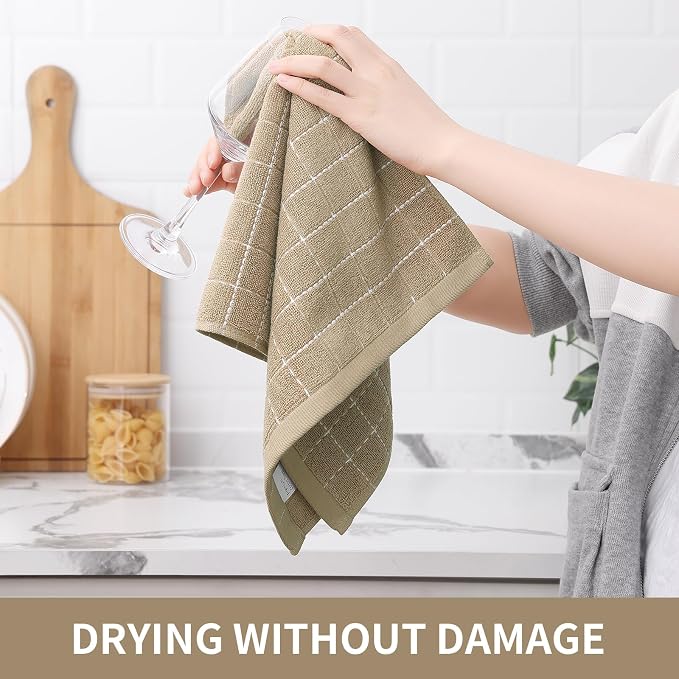 Homaxy 100% Cotton Terry Kitchen Towels, Checkered Designed, Soft and Super - Image 4