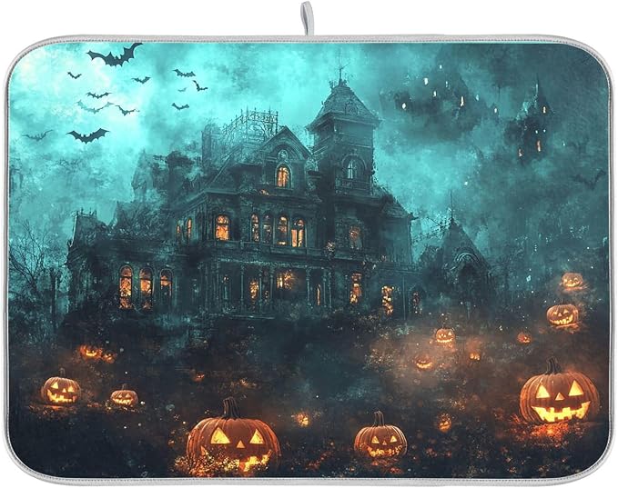 Halloween Castle Dish Drying Mat by Wamika